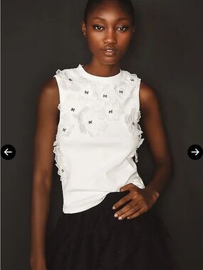 NWT By Anthropologie Sleeveless 3D Floral Appliqué Top